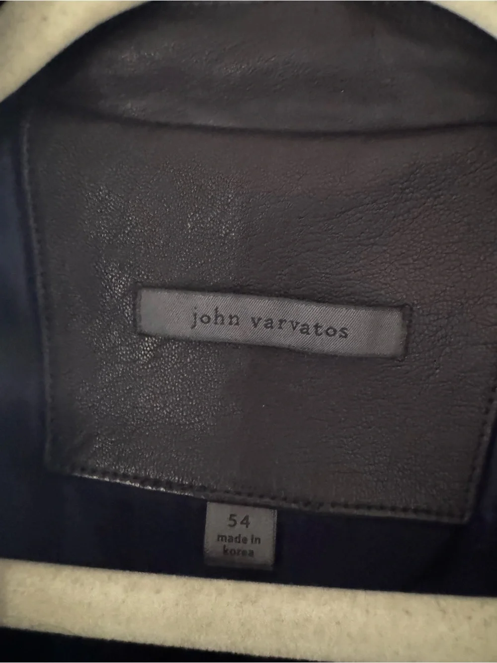 John Varvatos Black Leather Military Field Jacket